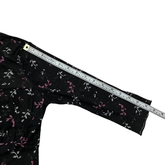 Vintage 90s Levis Silver Tab Womens Sheer Mesh Floral Top Black Y2K Going Out - Picture 10 of 10